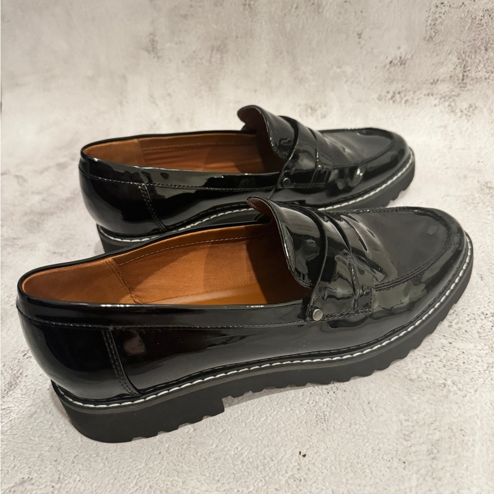Franco sarto shiny loafers 8.5 black